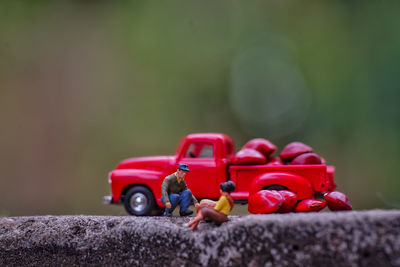 Close-up of toy car