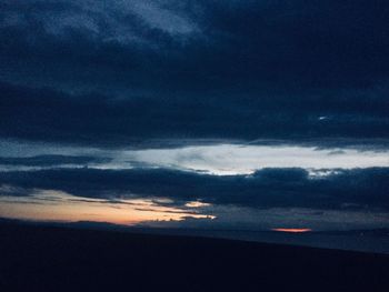 Scenic view of sea against dramatic sky