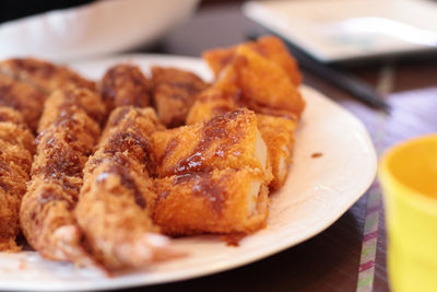 Close-up of served food in plate