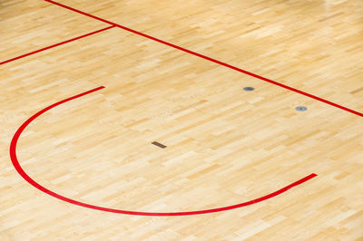 High angle view of basketball court