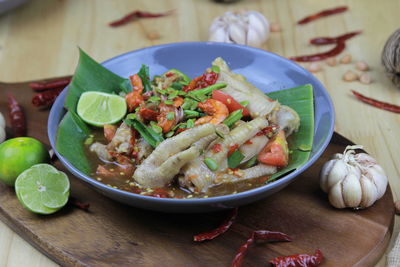 Close-up of salad in plate on table