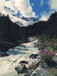 Scenic view of mountains against sky