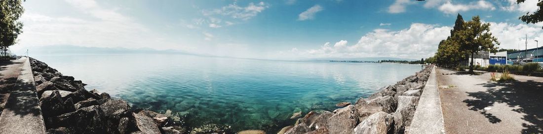 Panoramic view of lake against sky