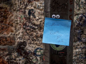 Close-up of love text