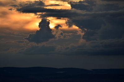 Scenic view of dramatic sky during sunset