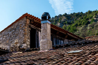 Low angle view of old building against sky