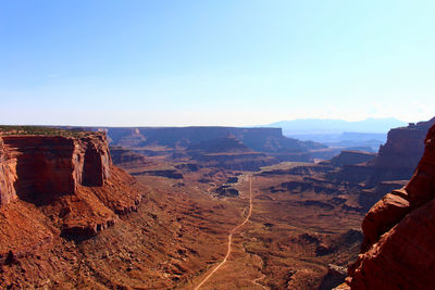 Aerial view of landscape against clear sky