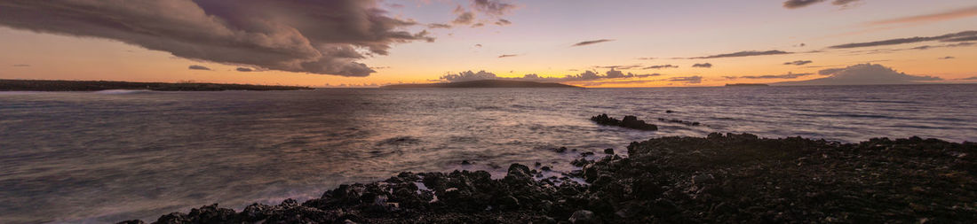 Panoramic view of lanai island at sunset, maui, hawai, usa