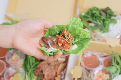 Close-up of hand holding food