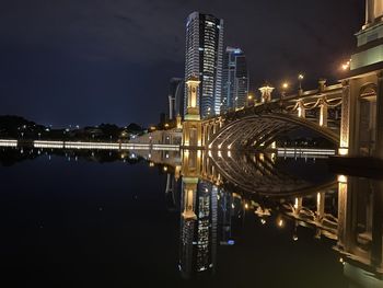 Illuminated buildings in city at night