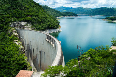 High angle view of dam on mountain