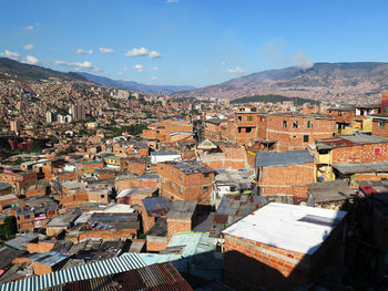 High angle view of townscape against sky