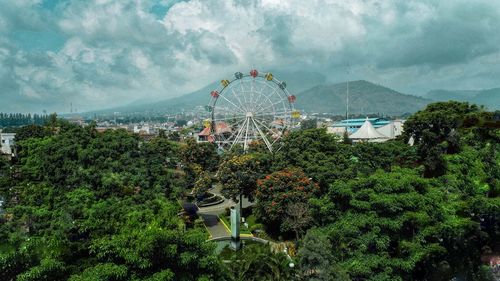 High angle view of townscape against sky