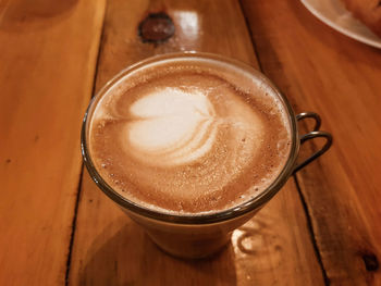 High angle view of coffee on table