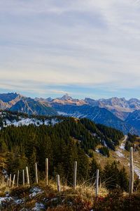 Scenic view of landscape against sky during winter