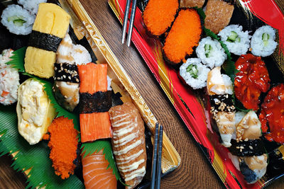 High angle view of sushi