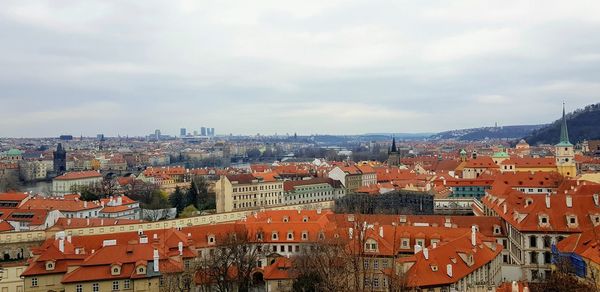 High angle view of townscape against sky