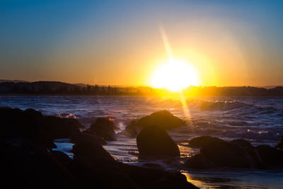 Scenic view of sea against sky during sunset