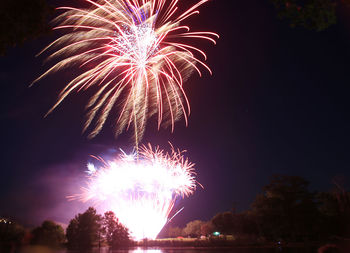 Firework display at night