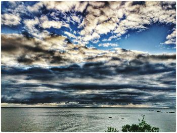 Scenic view of sea against cloudy sky