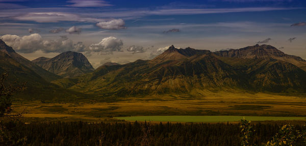 Scenic view of mountains against sky