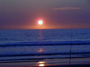 Scenic view of sea against clear sky at sunset