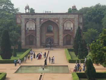 Group of people in front of building