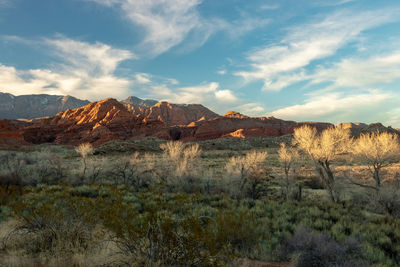 Scenic view of rocky mountains against sky