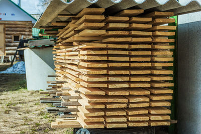 Close-up of stack of wood