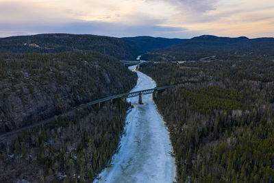 Train trestle over neys little pic river, thunder bay ontario