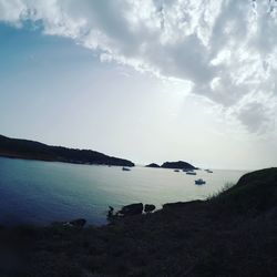 Scenic view of sea against cloudy sky