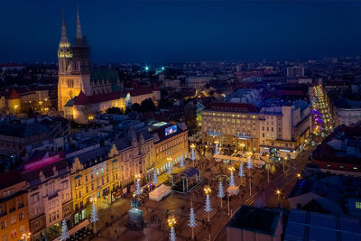 Zagreb from above at advent time