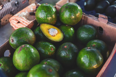 High angle view of fruits for sale in market