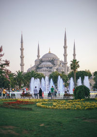 Sultan ahmed mosque against clear sky during sunset