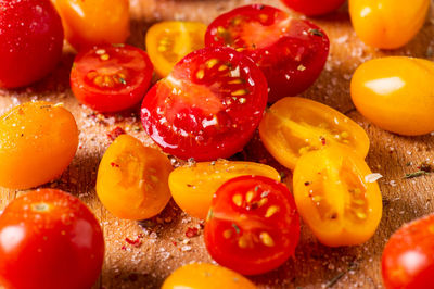 High angle view of fruits in plate