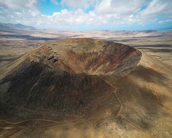 Volcano crater aeriel view