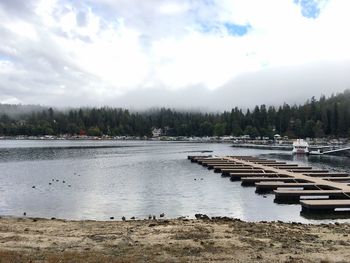 Scenic view of lake against sky