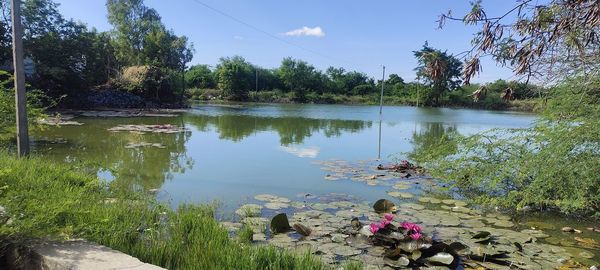 Scenic view of lake against sky