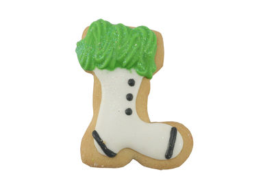 Close-up of cookies on white background