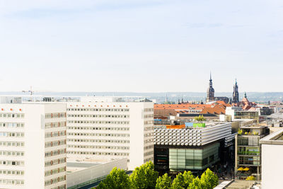 High angle view of cityscape against sky