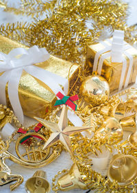 Close-up of christmas decoration in box