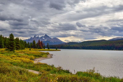 Scenic view of lake against sky