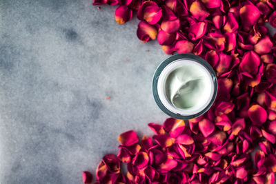 Directly above shot of heart shapes on table