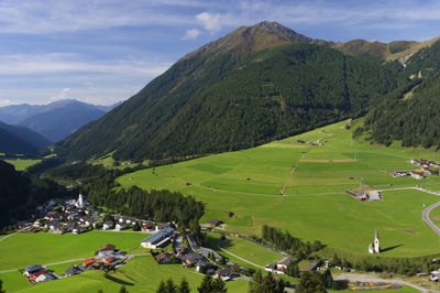 Built structures on countryside landscape