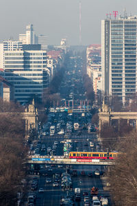 View of skyscrapers in city