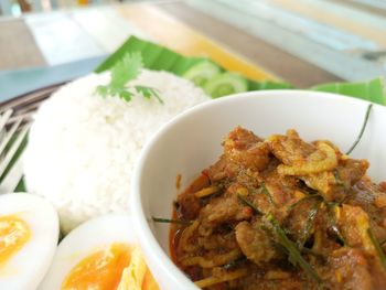 Close-up of meal served in plate