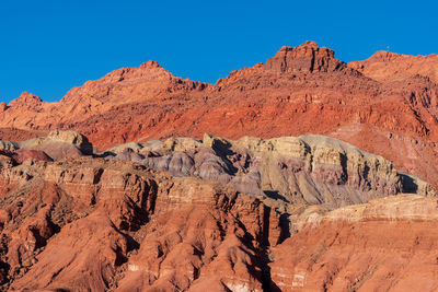 Landscape of barren colorful stone hillsides at marble canyon in glen canyon in arizona