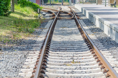 High angle view of railroad tracks