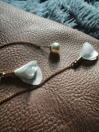 High angle view of coins on floor