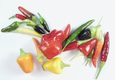 High angle view of vegetables on white background